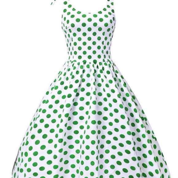 1950's Vintage Style Fit & Flare Polka Dot Dress! - Picture 4 of 7